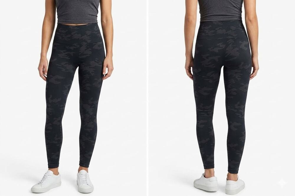 Spanx Look At Me Now Women's Leggings - Size Medium - Black Camo